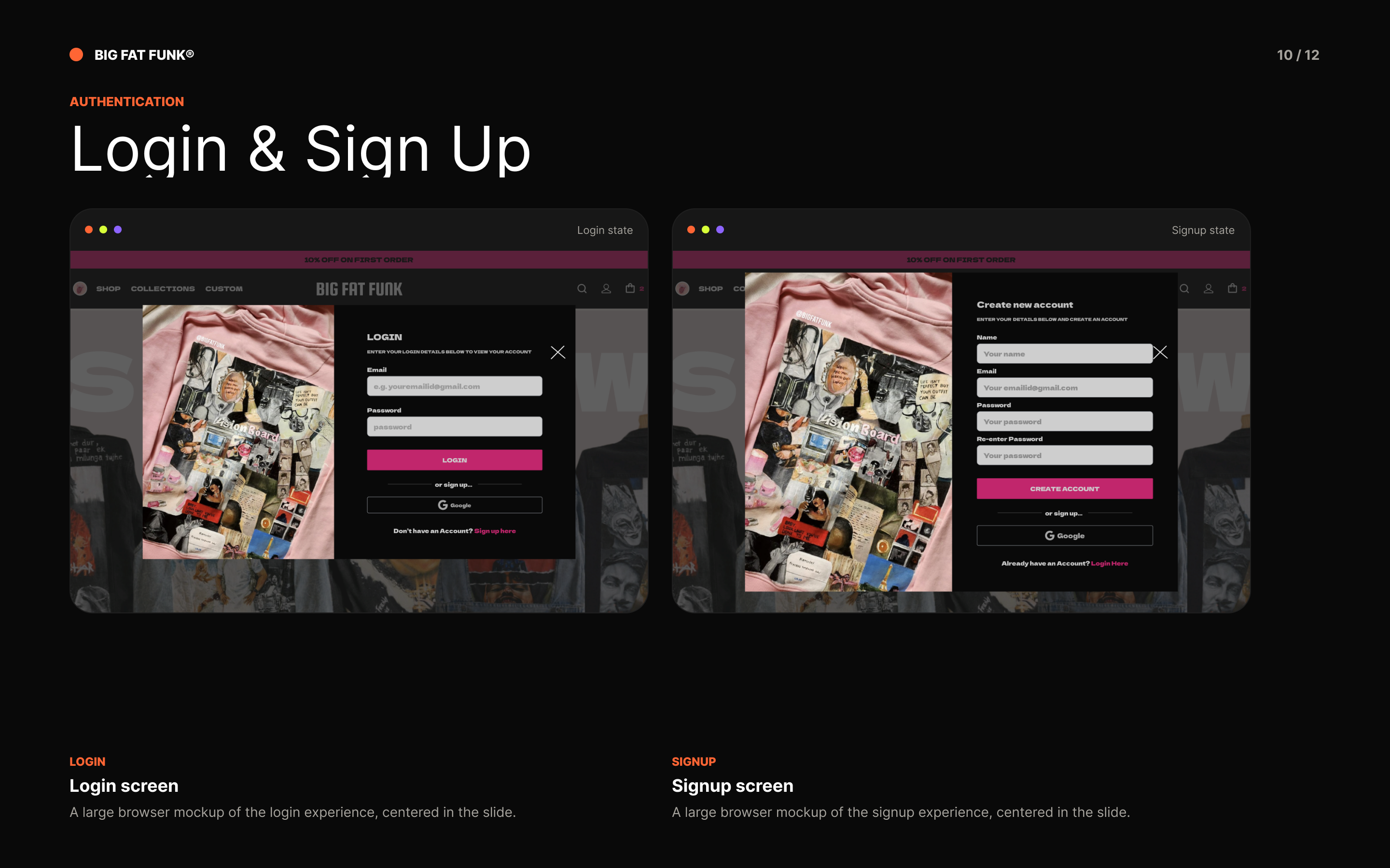 Login and sign up
