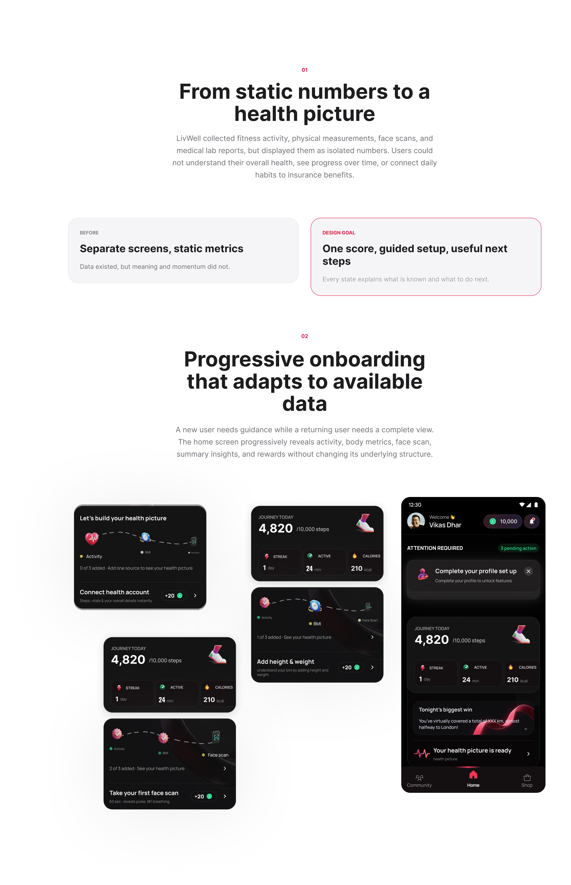 From static numbers to a health picture; progressive onboarding