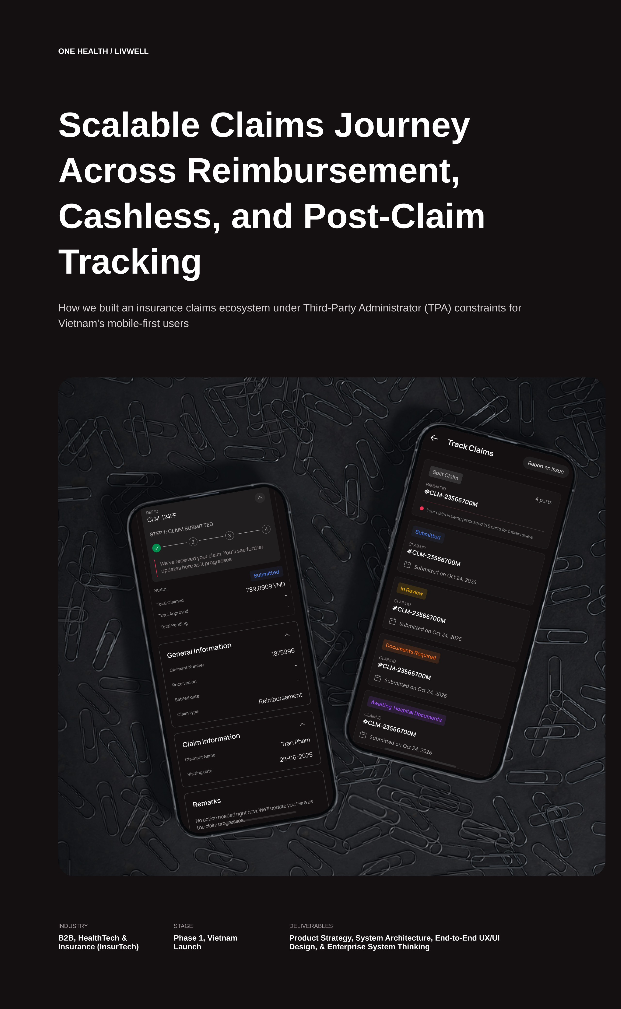 LivWell Track Claims and Claim Details screens